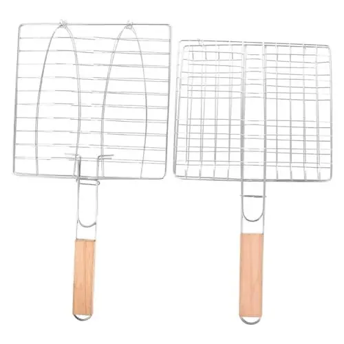 Produktbild: Toddmomy 2st Gegrilltes Fischnetz Outdoor Zubehör Camping Zubehör Camper Zubehör Steak Grill Fischgrillgitter Holzkohle Grills Klappgrill Zubehör Camping Hölzern Gemüsenetz Kommerziell