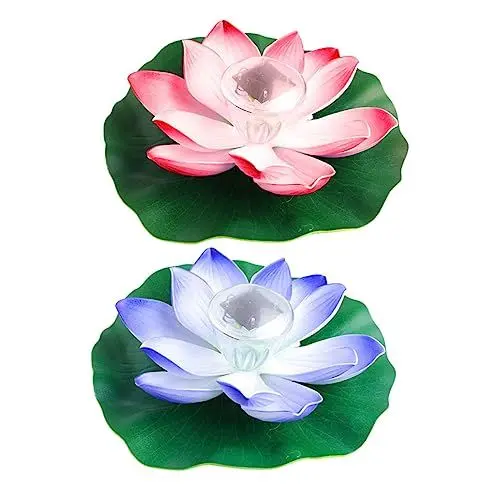 Produktbild: Toddmomy 2stücke Solar Schwimmende Lotus Lichter Für Teich Outdoor Lotuslampen Led Solarlichter Für Pool Oder Garten Lotusblumen Schwimmende Solarlichter Für Teichlandschaft