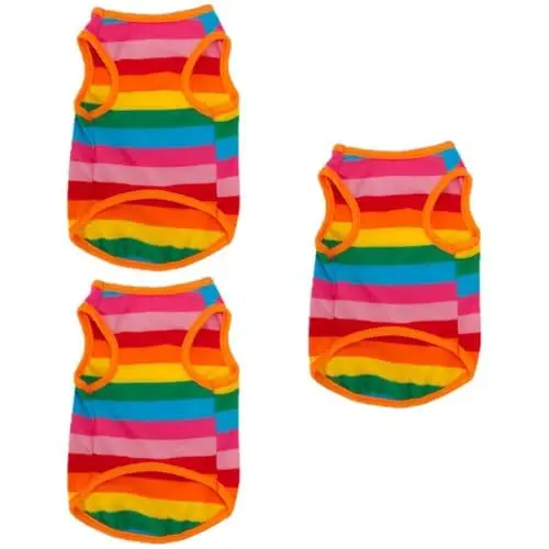 Produktbild: Toddmomy 3St Hundeleine Rucksack gestreifte Hemden griechisches Aquarium-Dekor atmungsaktive Hemden Tanktops Trachtenhemd Haustierkleidung Hundekleid Streifen Shirt Katze Haustier Weste