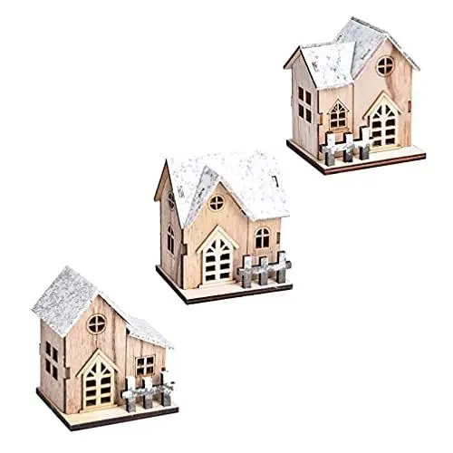 Produktbild: Toddmomy 3 Stücke LED Beleuchtet Weihnachtshaus Weihnachtsdorf Häuser Winterdorf Weihnachtsstadt Weihnachtsbeleuchtung Ornament Geschenke für Weihnachten Xmas Winter Weihnachtsdeko