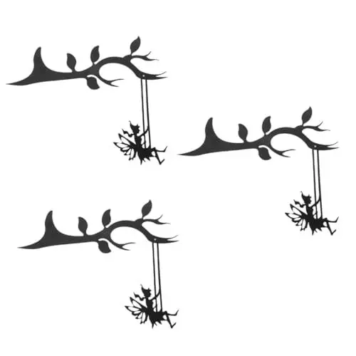 Produktbild: Toddmomy 3st Blumenfee Anhänger Schaukel Im Freien Elfensilhouette Aus Metall Pfahlzeichen Für Feenstatuen Fee Auf Ästen Dekor Babyschaukeln Für Draußen Karikatur Eisen Kunsthandwerk