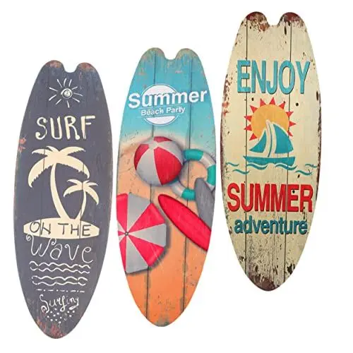 Produktbild: Toddmomy 3st Surfbrett Holzschild Strand-themen-dekor Surfbrett-strandschilder Hängeschild Aus Holz Für Die Veranda Seestern-wanddekoration Dekoratives Surfbrett Haushalt Mädchen Zubehör