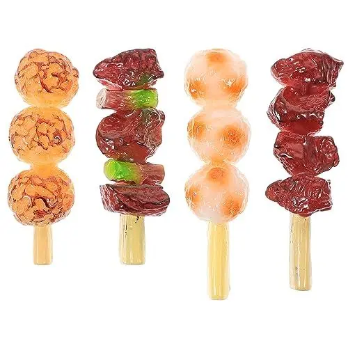 Produktbild: Toddmomy 4Pcs Gefälschte Grill Lebensmittel Lebensechte Braten Rindfleisch Markt Display Modell für Kleinkinder Kinder Spielzeug Küche Kochen Dekoration Fotografie Requisiten Mixed Stil