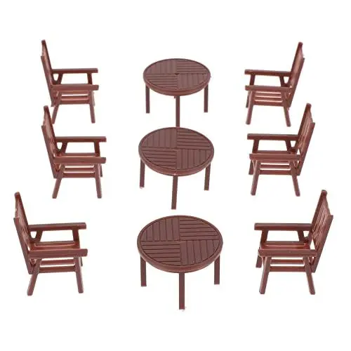 Produktbild: Toddmomy 4 Sätze Mini-Tisch Und Stühle Puppenhaus-tischstuhl Mikro-landschaftsmöbel Schreibtischstuhl Kinder Mini-stühle Die Bay-bibliothek Puppentisch Mikroszene Plastik Miniatur Spielzeug