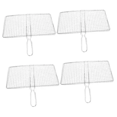 Produktbild: Toddmomy 4 Stück Grillnetz Campinggrill Gemüse Rindfleisch Picknick Grillausrüstung Grillkorb Fleischgrillgestell Fischgrillkorb Gemüsegrillgestell Grillzubehör Grillclip Edelstahl