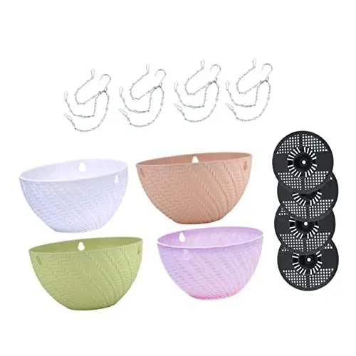 Produktbild: Toddmomy 4sätze Hängetöpfe Mit Ablaufloch Kreative Pflanzenhalter Mit Kette Schöne Blumentöpfe Für Indoor Nutzung Platzsparend Wand Hängend