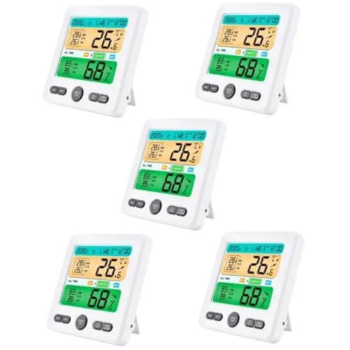 Produktbild: Toddmomy 5 Sätze Hygrometer Uhr Temperatur-feuchtigkeits-monitor Hygrometer Raumluftfeuchtigkeit Thermometer Für Innen Genaues Fieberthermometer Digitaluhr Weiß Drinnen Sensor Plastik