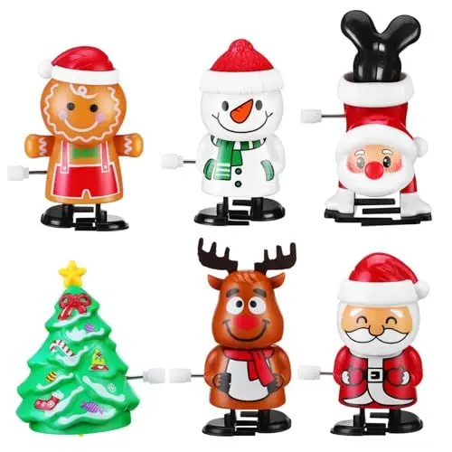 Produktbild: Toddmomy 6-Teiliges Weihnachts-Aufziehspielzeug-Sortiment Weihnachtsstrumpffüller Uhrwerk-Spielzeug Geschenktütenfüller
