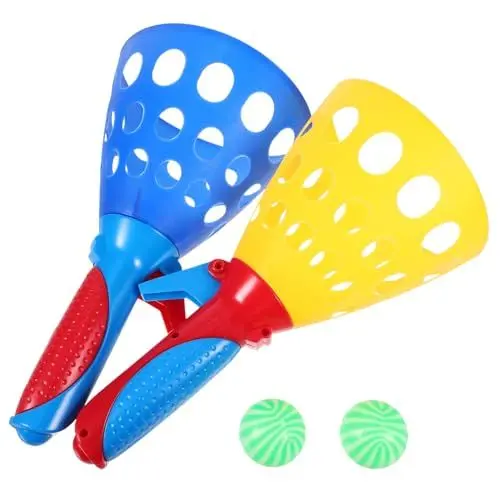 Produktbild: Toddmomy 6 Sätze Ball im Pokal fangen Spielzeug für Kinder Fangkugel aus Holz und Wild fangen Startprogramm und Catch Launcher Wurfspiel draussen Hüpfender Ball Eltern-Kind