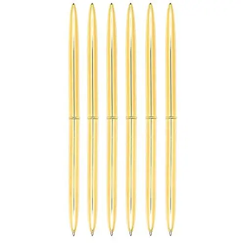 Produktbild: Toddmomy 6 Stück Goldene Schlanke Stifte Aus Metall Kugelschreiber Groß Metallic-Twist Schwarzer Tintenstift Mittlere Spitze Glatte Schreibstifte Für Hochzeit Gästebuch Ausgefallene Stifte