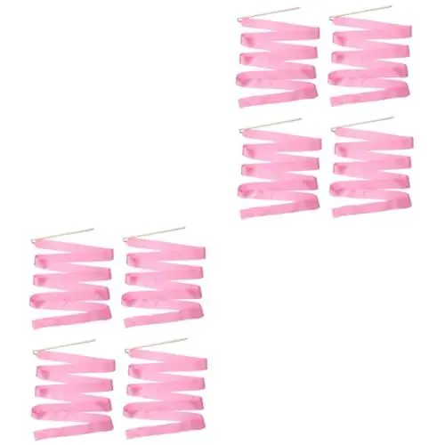 Produktbild: Toddmomy 8 STK Gymnastikband Ribbon bandfeile bandalette rhythmische Sportgymnastik Tanz-Streamer-Zauberstab Fitnessband Tanzband Kinder tanzen Streamer Tanzender Streamer die Seide Rosa