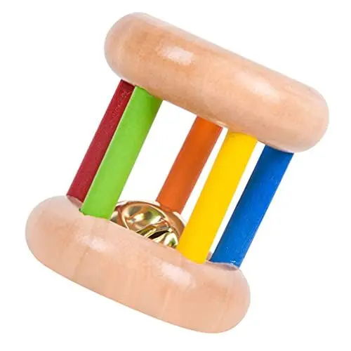 Produktbild: Toddmomy Baby Holz Rassel Rolle Regenbogen Rasseln Glocken Zylinder Rolling Trommel Hand Griff Spielzeug Krabbeln Spielzeug Montessori Spielzeug Für Kinder Neugeborene Kinder