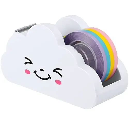 Produktbild: Toddmomy Bandschneider Cloud-tape-spender Sublimation Von Wärmebandspendern Wolke Regenbogenband Mit Spender Regenbogenband Mit Abroller Klebeband Weiß Plastik Japanisches Papier Student