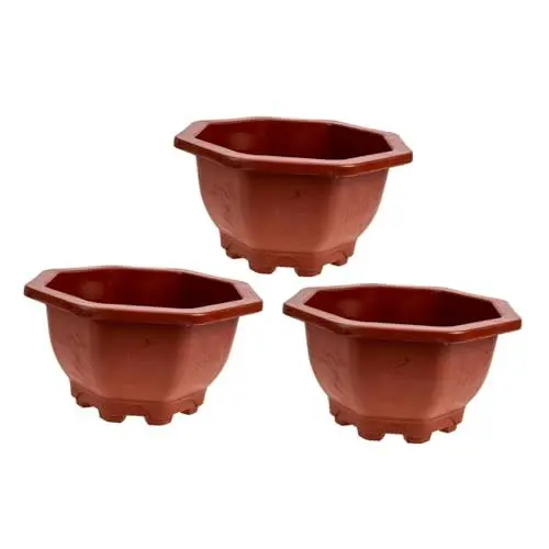 Produktbild: Toddmomy 3-teiliges Blumentopf-Set Rot Verzinkt Achteckige Form Blumentopf-Set Für Den Garten Pflanzen Kinderzimmer-töpfe Outdoor-zubehör Für Ihr Zuhause