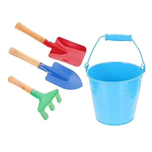 Produktbild: Toddmomy Kindergartengeräte- Set 4- Teiliges Kindersandstrand- Spielzeug Gartengeräte Kleiner Metalleimer Rechen Schaufel Gartenspielzeug für Kinder
