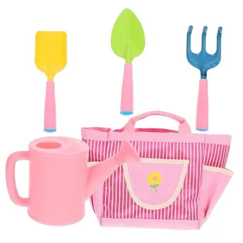 Produktbild: Toddmomy Kindergartengeräte Set Teilig Kindersicher Robustes Gartenset mit Schaufel Rechen Gießkanne und Tragetasche Speziell für Mädchen und Jungen zum Pflanzen Graben und Unkrautjäten im