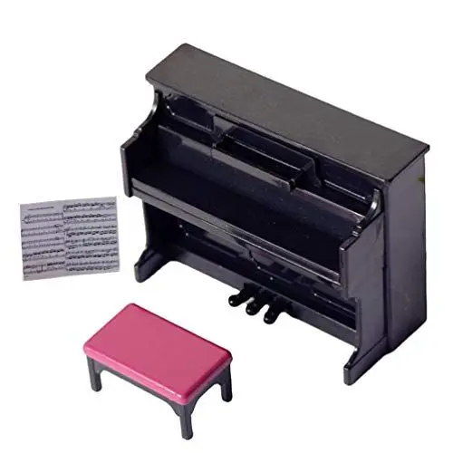 Produktbild: Toddmomy Klavier Tastatur Spielzeug für Kinder Puppenhaus Klavier Modell Miniatur Hocker Musical Instruments Pädagogisches Spielzeug für Micro Landschaft Fee Garten Schwarz