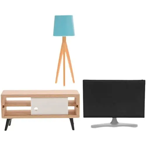 Produktbild: Toddmomy 1 Set Mini-Puppenmöbel: 1:12 Mini Tv Schrank Modell Tischlampe Modell Für Puppenhaus MöBel Set DIY Zubehör