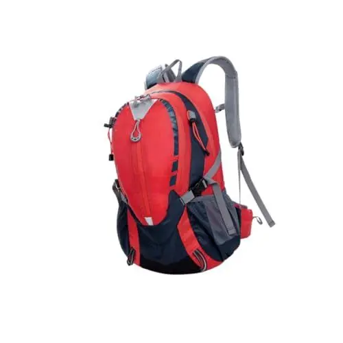 Produktbild: Toddmomy Reiserucksack Nylon-Rucksack für Camping Sportrucksack Fahrradrucksack wanderrucksäcke Rucksack mit großer Kapazität Outdoor-Klettertasche wasserdicht Lipgloss Reisen rot