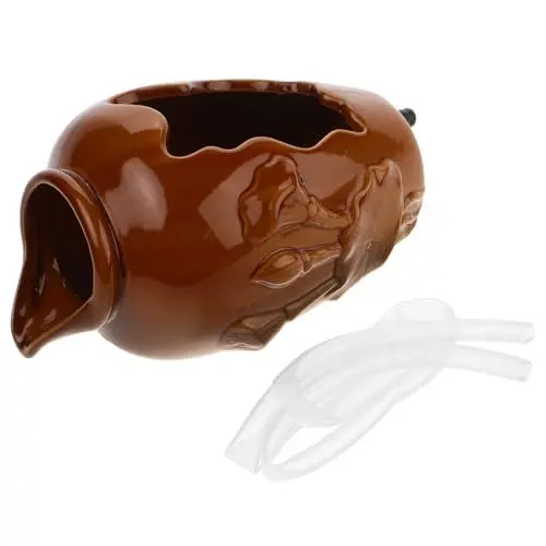 Produktbild: Toddmomy Retro-Aquarium Zen-gartenbrunnen Wasserbrunnen Im Innenbereich Schwimmender Wasserbrunnen Teichbrunnen Wasserfallglas Im Innenhof Aquarienbrunnen Indoor-wasserbrunnen Khaki Keramik