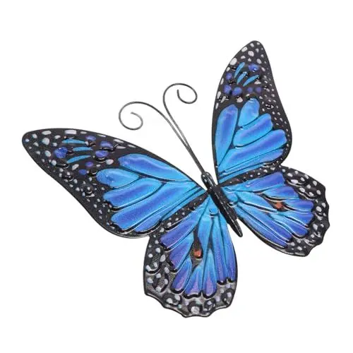 Produktbild: Toddmomy Schmiedeeiserne Schmetterlings-wandbehänge Schmetterlingsdekor Schmetterlingskunst-wanddekoration Terrasse Wand Dekoration Schmetterling-wand-dekor Schmetterlingsgarten Eisen Blue