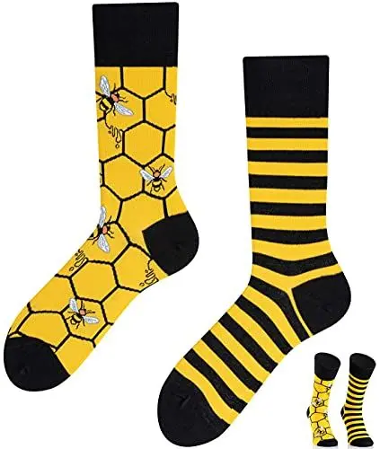 Produktbild: TODO Colours Lustige Socken mit Motiv - mehrfarbige, bunte, Verrückte für Herren und Damen (39-42, Bienen Socken)