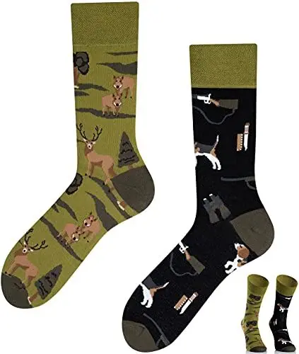 Produktbild: TODO Colours Lustige Socken mit Motiv - mehrfarbige, bunte, Verrückte für Herren und Damen (43-46, Hunting)