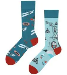 Produktbild: TODO Lustige Ski Socken mit Skifahren Motiv, Ski Motiv Socken Herren und Damen (Socken Ski 43-46)