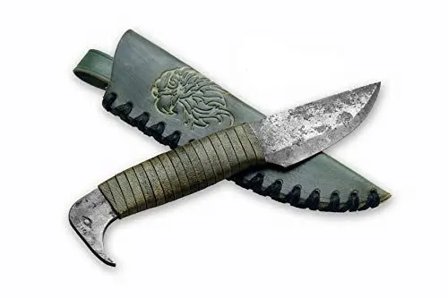 Produktbild: Toferner Bird Head 2 Handgeschmiedetes Federstahl Messer im keltischen Stil - Scharfe & spitze Klinge mit Echtledertasche - für Kunst- & Kulturliebhaber