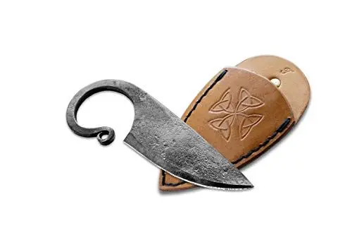 Produktbild: Toferner Keltisches Taschenmesser Gürtel Handgeschmiedetes Federstahl Messer im keltischen Stil - mit Echtledertasche