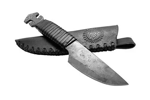 Produktbild: Toferner Knife Thor Handgeschmiedetes Federstahl Messer im keltischen Stil - Scharfe & spitze Klinge mit Echtledertasche - für Kunst- & Kulturliebhaber