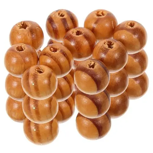 Produktbild: Tofficu 100st Kaffeefarbene Perlen Anhängerverschluss Für Halskette Perlenzubehör Zubehör Für Schmuckperlen Perlen Für Kinder Charm-armbänder Zubehör Für Kinderperlen Kinderschmuck Hölzern