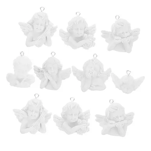Produktbild: Tofficu 10st Diy Anhänger Halskettenanhänger Engel Schmuckanhänger Engel-ohrring-anhänger Engelszauber Schmuckdekore Anhänger Aus Harz Mit Flacher Rückseite Engel Anhänger Metall Weiß