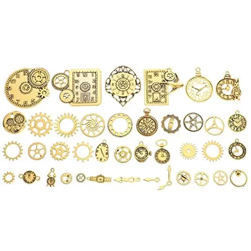 Produktbild: Tofficu 1 Satz Schmuckzubehör schmuck machen ohrhänger earloop ohrschellen teaser Handdekor Steampunk-Ohrringe Schmuckanhänger in Zahnradform DIY Ausrüstungsanhänger Legierung Golden