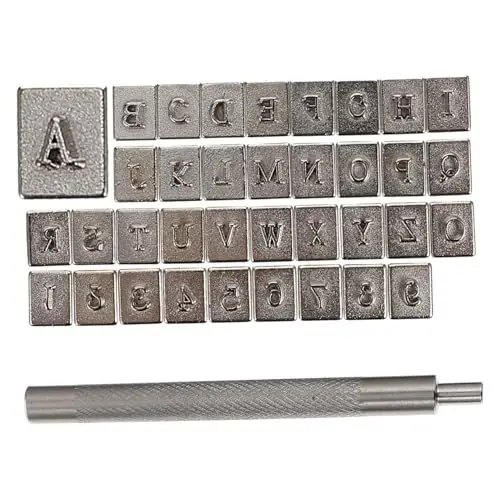 Produktbild: Tofficu 1 Satz Stahlsiegel Stahlstempel Lederhandwerk-stempel Alphabet-stempelwerkzeuge Prime-stempel Zahlenstempel Wachssiegelstempel Stanzwerkzeuge Für Lederhandwerk Rostfreier Stahl