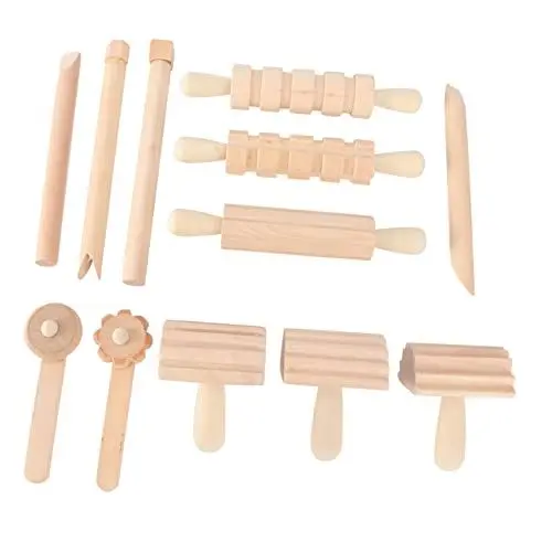 Produktbild: Tofficu 12-stück Holz Ton Sculpting Werkzeuge für Jungen und Mädchen Form Werkzeug Set für Ton Keramik Luft Trocknen Ton Polymer Clay und