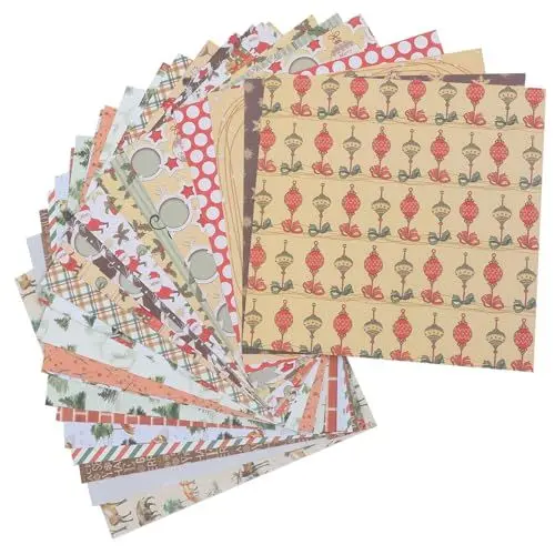 Produktbild: Tofficu 24 Blätter Weihnachten Muster Verpackung Karton Sammelalbum Papier Material Hand Abdeckung Papier