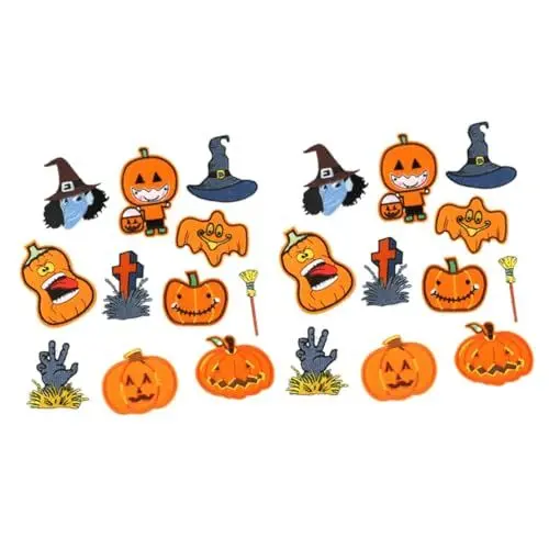Produktbild: Tofficu 2 Sätze Aufnäher halloween costume halloween kleidung Halloween Applikationen halloween decor halloween outfit Kürbis-Stickerei-Patches Kürbisbeet-Junkie Kürbismotiv Patches nähen