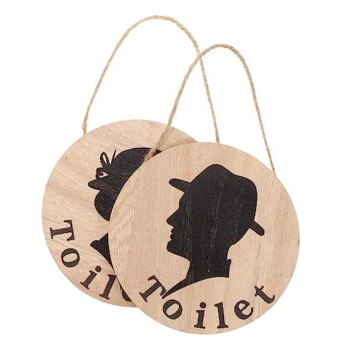 Produktbild: Tofficu 2stücke Holz-schild Für Badezimmer Elegante Wc-symbole Für Damen Und Herren Dekorativ Und Vielseitig Einsetzbar Für Zuhause Und Öffentliche Toiletten