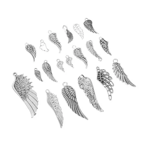 Produktbild: Tofficu 35st Feder-anhänger Diy Charms Für Schmuck Dekorative Armbandanhänger Halskettenanhänger Selber Machen Ohrringanhänger Selber Machen Engelsflügel Design Charms Silver Legierung