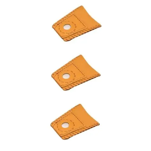 Produktbild: Tofficu 3St Fingerhut Fingerschutz Handarbeitszubehör Kleiner Fingerhut Stickerei Fingerhut Stricken Werkzeug Münzfingerhut aus Leder Fingerschutz zum Nähen gewidmet Schutzhülle Lanzette
