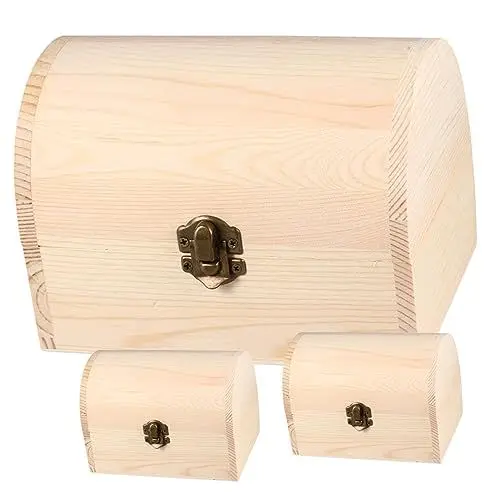 Produktbild: Tofficu 3St gewölbte Holzkiste Piraten-Schatztruhe Kommode Schmuck-Geschenkboxen Piraten-Dekor Mini-Schatztruhe Holzkisten zur Aufbewahrung Lagerung von Kunstbedarf Legierung