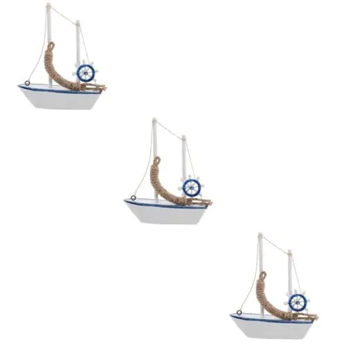 Produktbild: Tofficu 3 STK Segelmodell Piratenschiff- Dekoration elegant bürodeko Wohnkultur Spielzeug Holzboot- mediterranes segelboothandwerk Esstisch Dekorationen Kunsthandwerk Statue