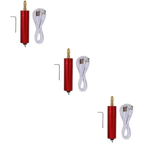 Produktbild: Tofficu 3 Sätze kleine elektrische Bohrmaschine Mini-Hand Mikro-Handbohrer elektrischer Schleifstift Woodcarver glasgravur werkzeugtasche elektrischer Gravierer Gravierstift Plastik rot