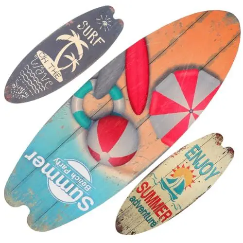 Produktbild: Tofficu 3 StüCk Surfbrett Holzschild - Sommerliche Wanddekoration FüR Strand, Pool & Garten, Nautische AußEnwand-Deko Mit Surfbrett-Design, Perfekt FüR Zuhause, BüRo, Hotel Und Mehr