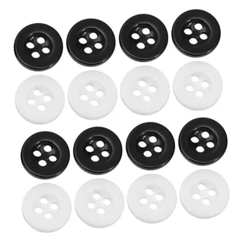 Produktbild: Tofficu 40-teiliges Set Mit Harzknöpfen Zum Nähen Befestigungselemente 4 Löcher 10 Mm Zum Drücken Weiß/schwarz Harz