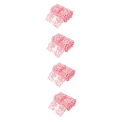 Produktbild: Tofficu 4 Rollen Gittergewebe Schwarzes Oberteil Retro-kleider Handgemachtes Kleid Mit Spitzenbesatz Spitzenband Für Kleidung Dekorativer Spitzenbesatz Spitzenkleider Goldrand Rosa Stoff