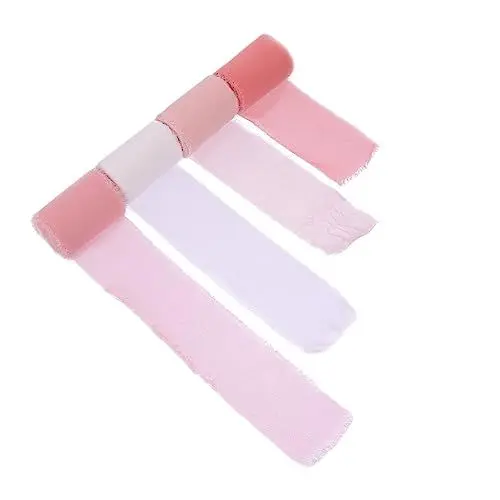 Produktbild: Tofficu 4 Rollen Rohkantenband seidenband ribbon bastelzeug Hochzeitsband Geschenkverpackung Schleifen das für Blumenstrauß Blumensträuße Hochzeitsgeschenkband Polyester