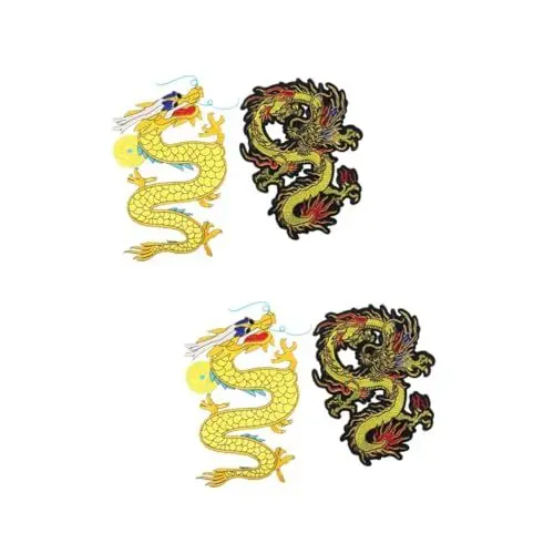 Produktbild: Tofficu 4 Stück Drachen-stickerei-patch Kleidung Kostüm-patch-zubehör Gestickte Aufnäher Tuch-patch-dekor Kostümapplikationsdekor Appliziertes Dekor Gestickte Abzeichen Flecken Polyester