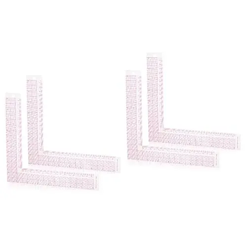 Produktbild: Tofficu 4 Stück Kleidungs druck Lineal rechtwinkliges Lineal für Präzisionslineal Lineale schneiderlineal Schneiderwerkzeug l Lineal zum Nähen l Lineal für Plastik